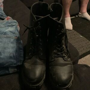 Black combat boots